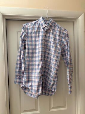 Men’s XS Vineyard Vines Blue & Pink Plaid Button-Down Shirt